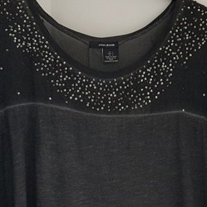 DKNYjeans🌉midnight grey sequin tee🌉EUC🌉sz L